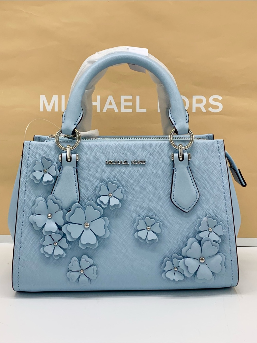 Michael Kors Marilyn Small Embellished Satchel Pale Ocean color - Picture 2 of 15